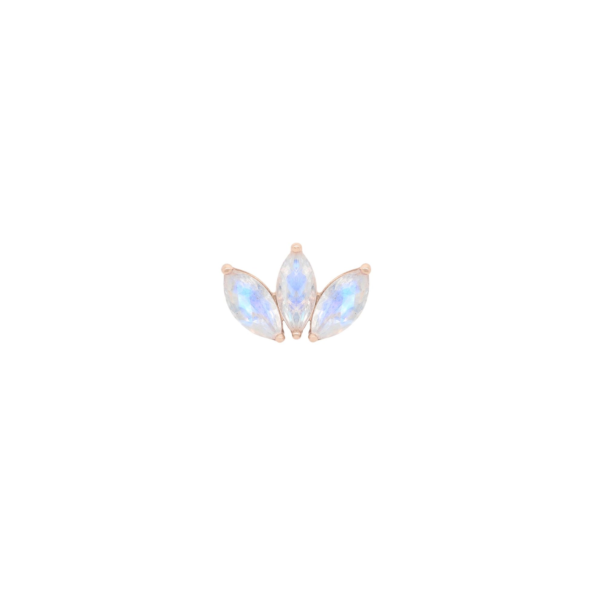 Moet Mini Threadless End with Rainbow Moonstone Threadless Ends Buddha Jewelry 14k Rose Gold