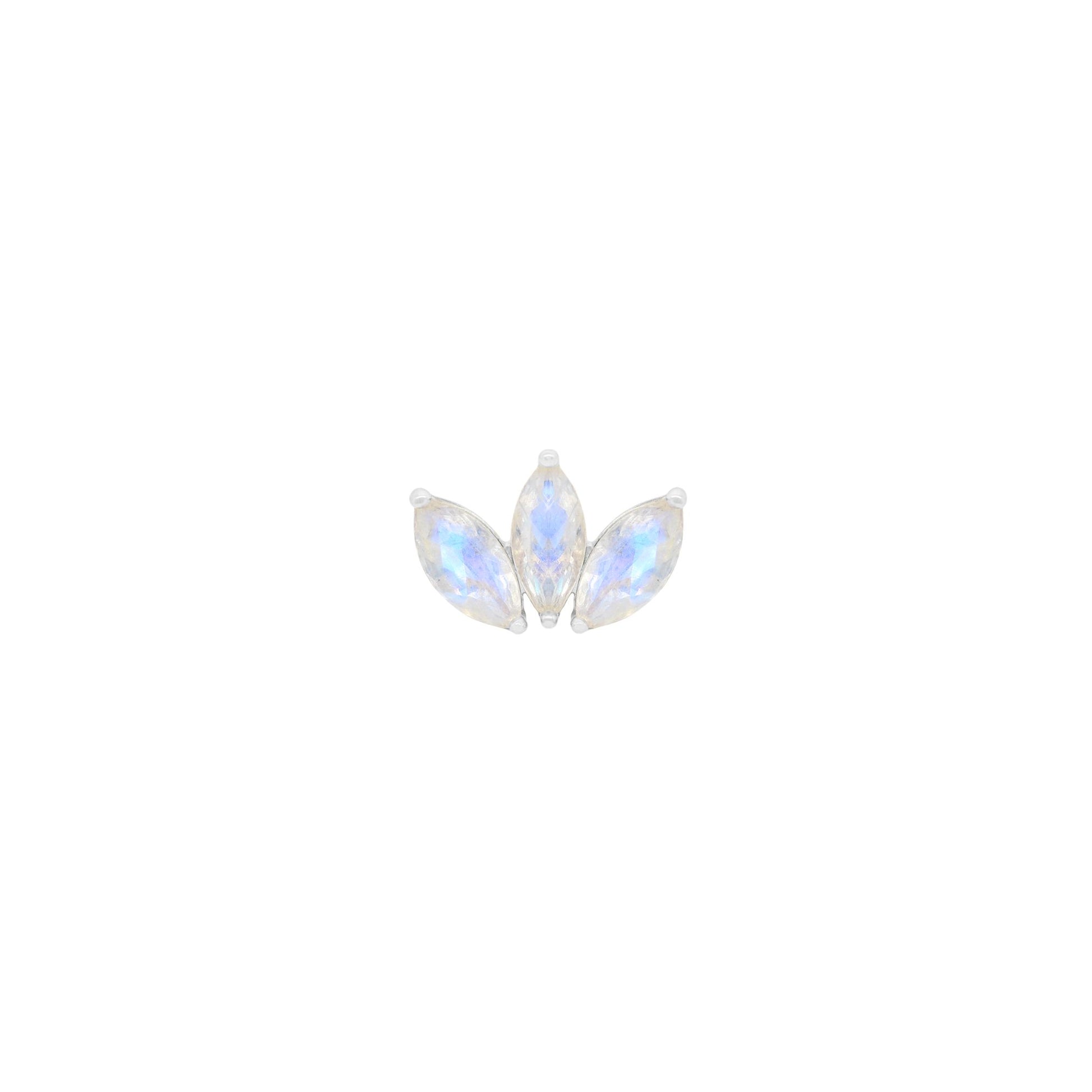 Moet Mini Threadless End with Rainbow Moonstone Threadless Ends Buddha Jewelry 14k White Gold