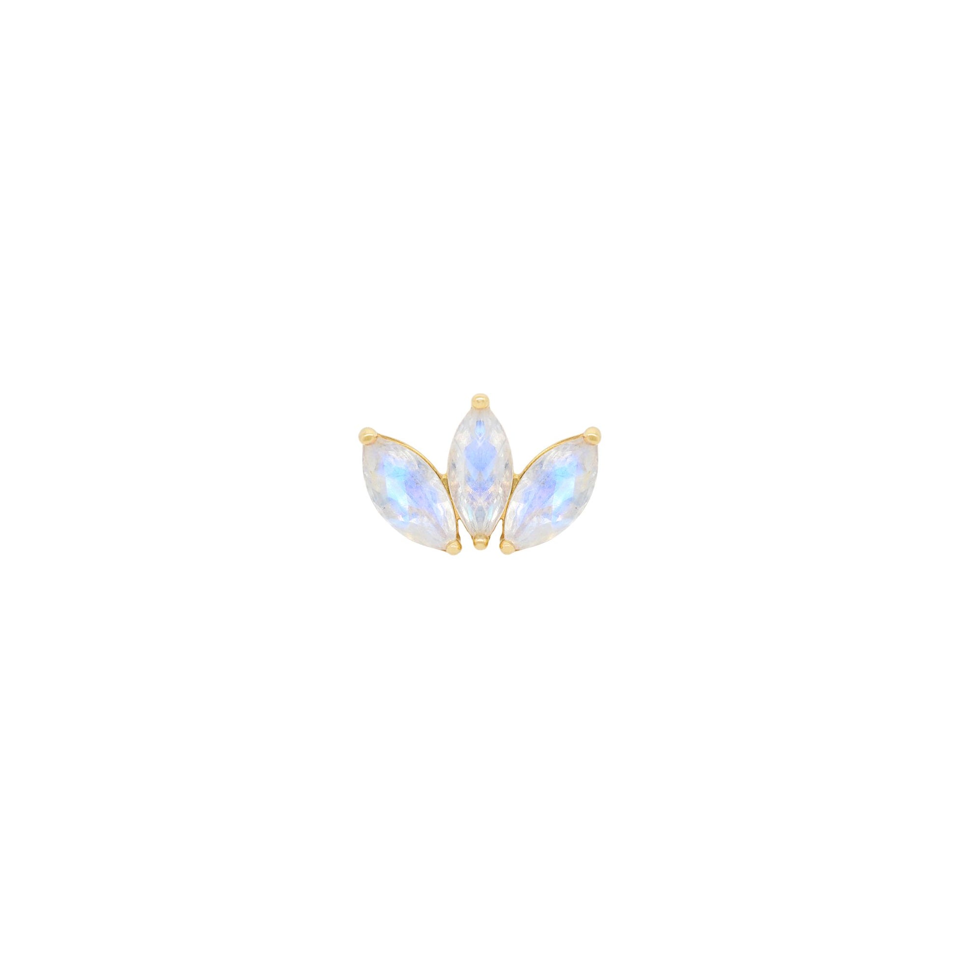 Moet Mini Threadless End with Rainbow Moonstone Threadless Ends Buddha Jewelry 14k Yellow Gold