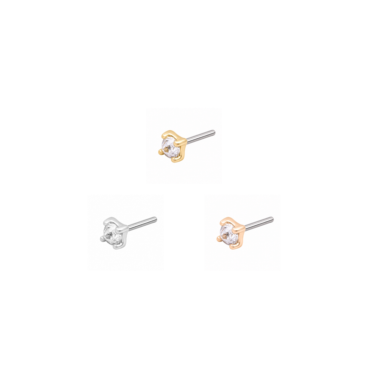 Prong Gem Threadless End with Reverse Set CZ Threadless Ends Buddha Jewelry