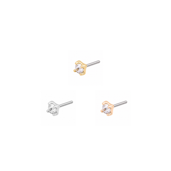 Prong Gem Threadless End with Reverse Set CZ Threadless Ends Buddha Jewelry