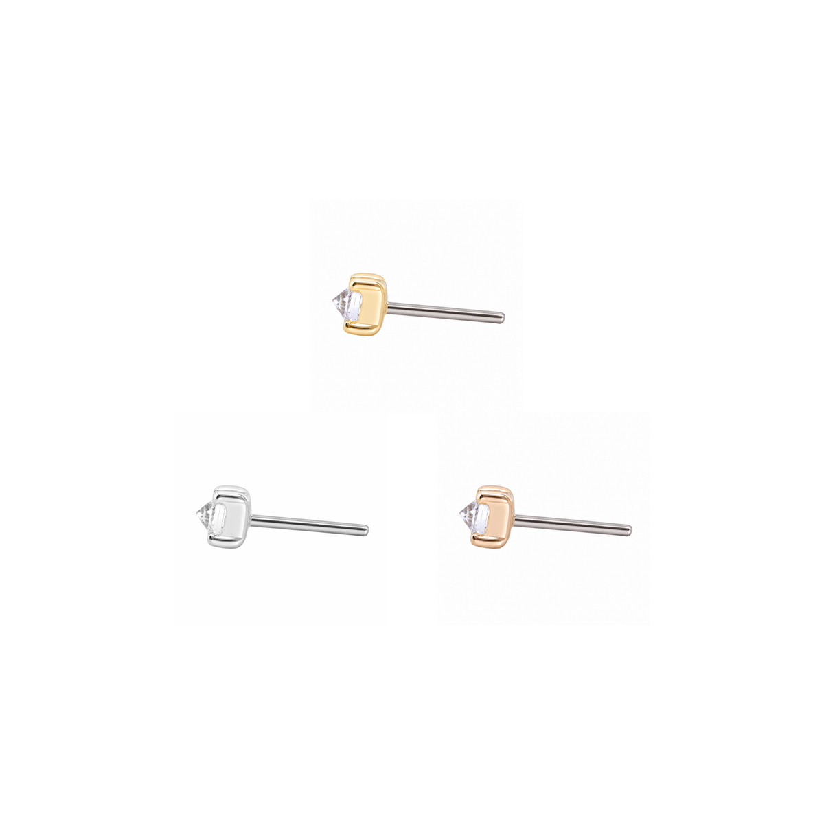 Prong Gem Threadless End with Reverse Set CZ Threadless Ends Buddha Jewelry
