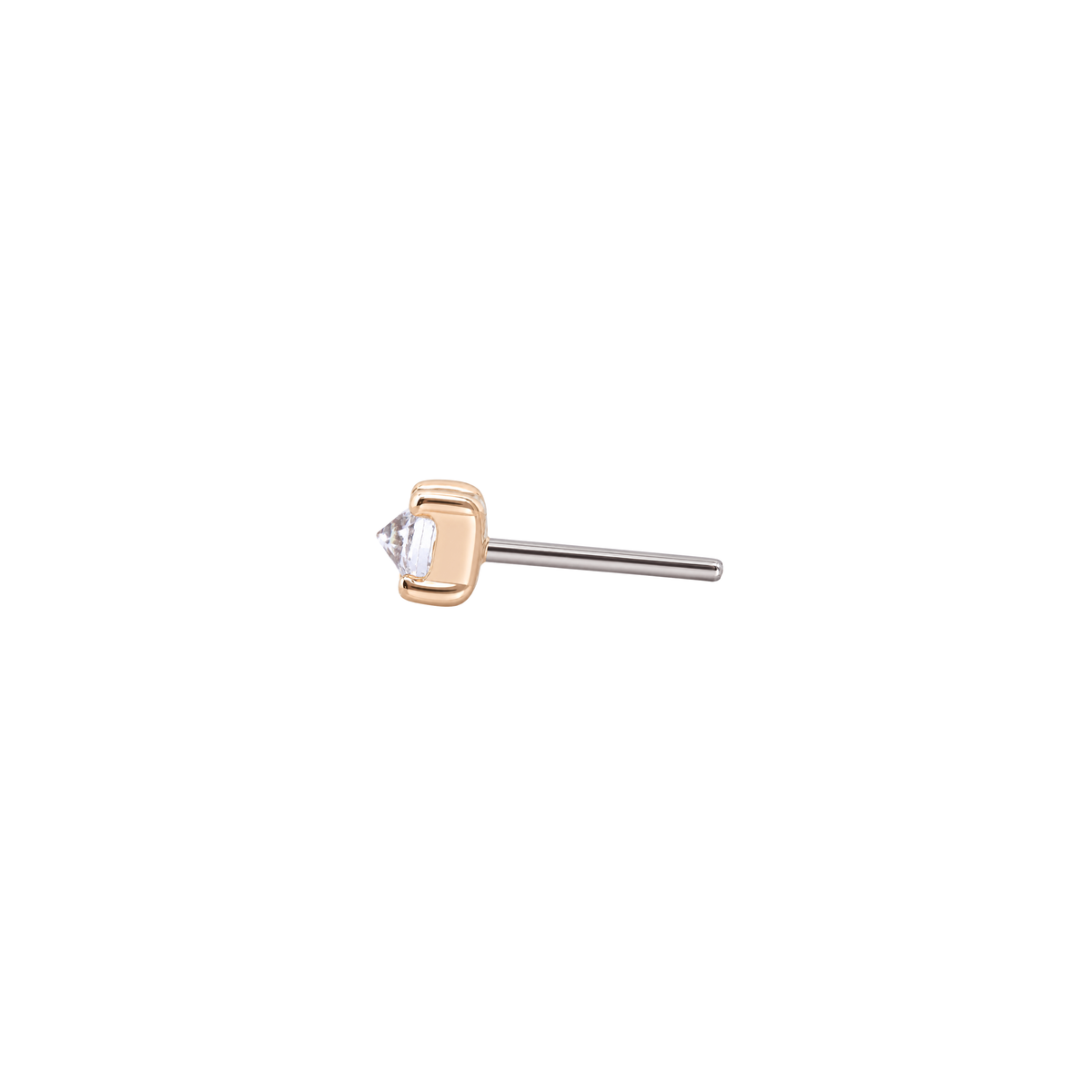 Prong Gem Threadless End with Reverse Set CZ Threadless Ends Buddha Jewelry 14k Rose Gold