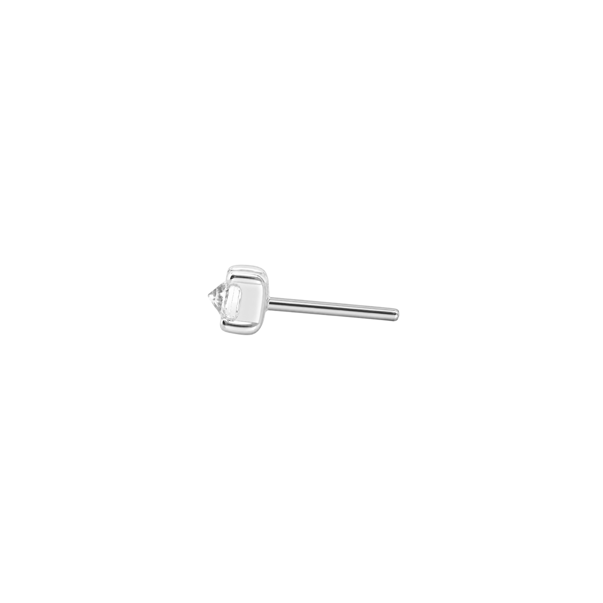 Prong Gem Threadless End with Reverse Set CZ Threadless Ends Buddha Jewelry 14k White Gold