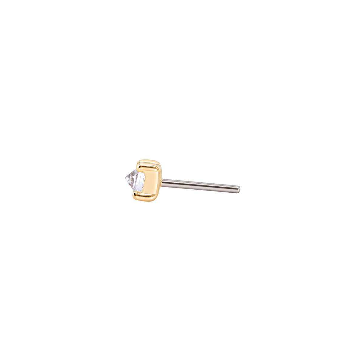 Prong Gem Threadless End with Reverse Set CZ Threadless Ends Buddha Jewelry 14k Yellow Gold