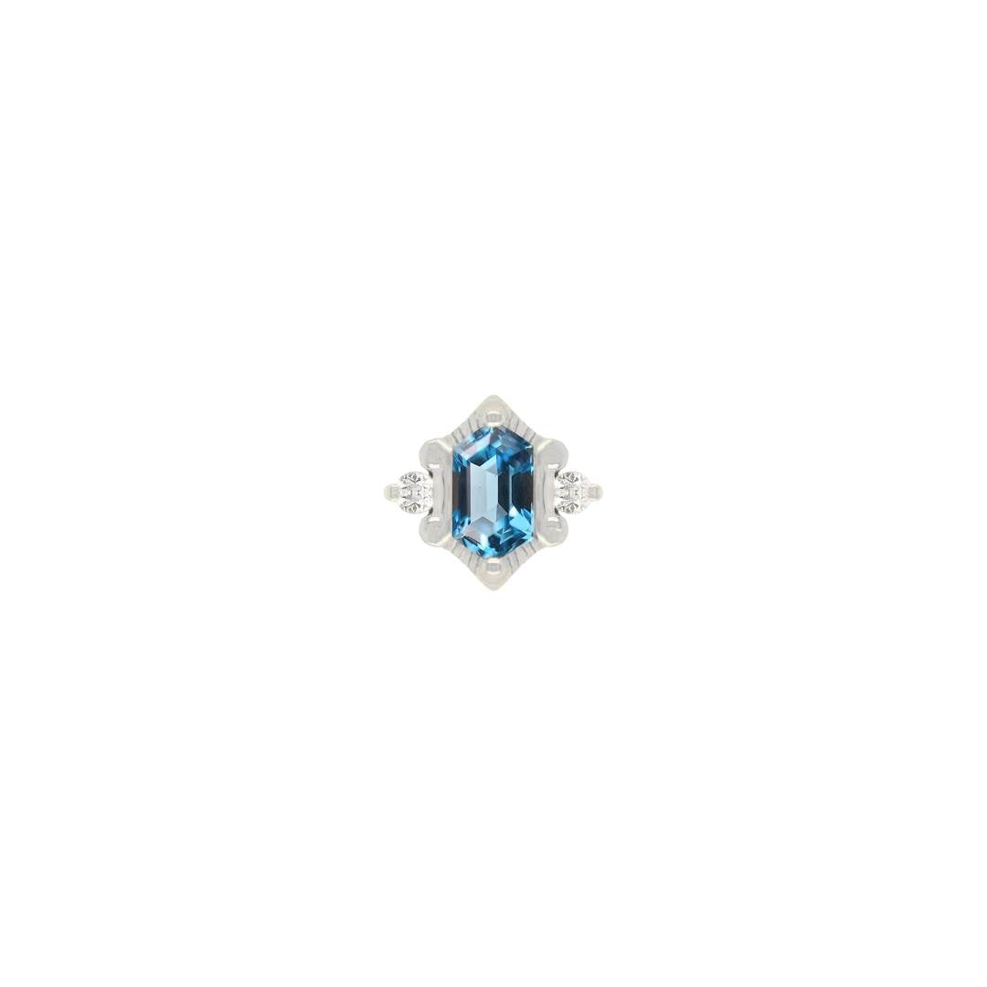 Reyna Threadless End with London Blue Topaz Threadless Ends Buddha Jewelry 14k White Gold
