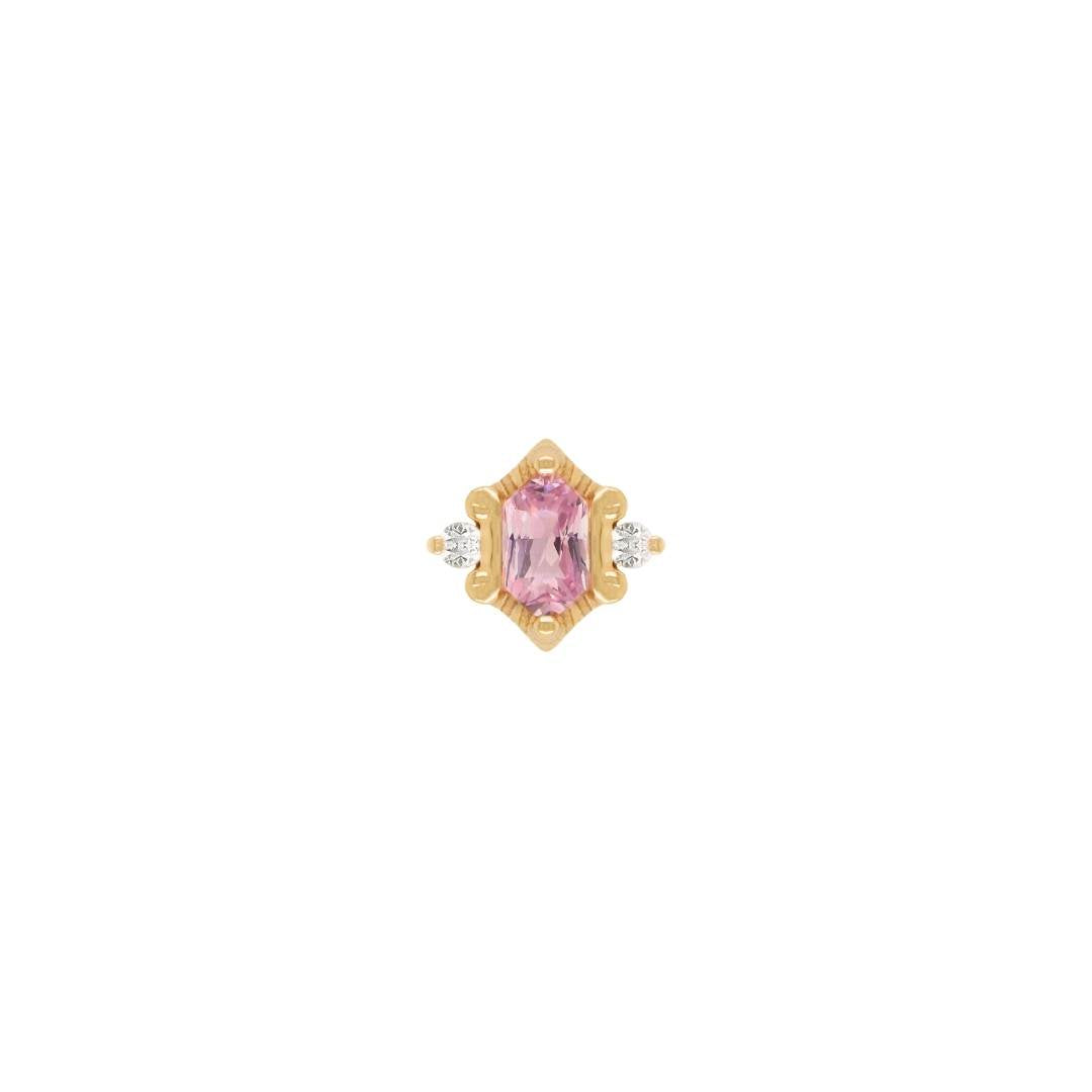 Reyna Threadless End with Pink Tourmaline Threadless Ends Buddha Jewelry 14k Yellow Gold