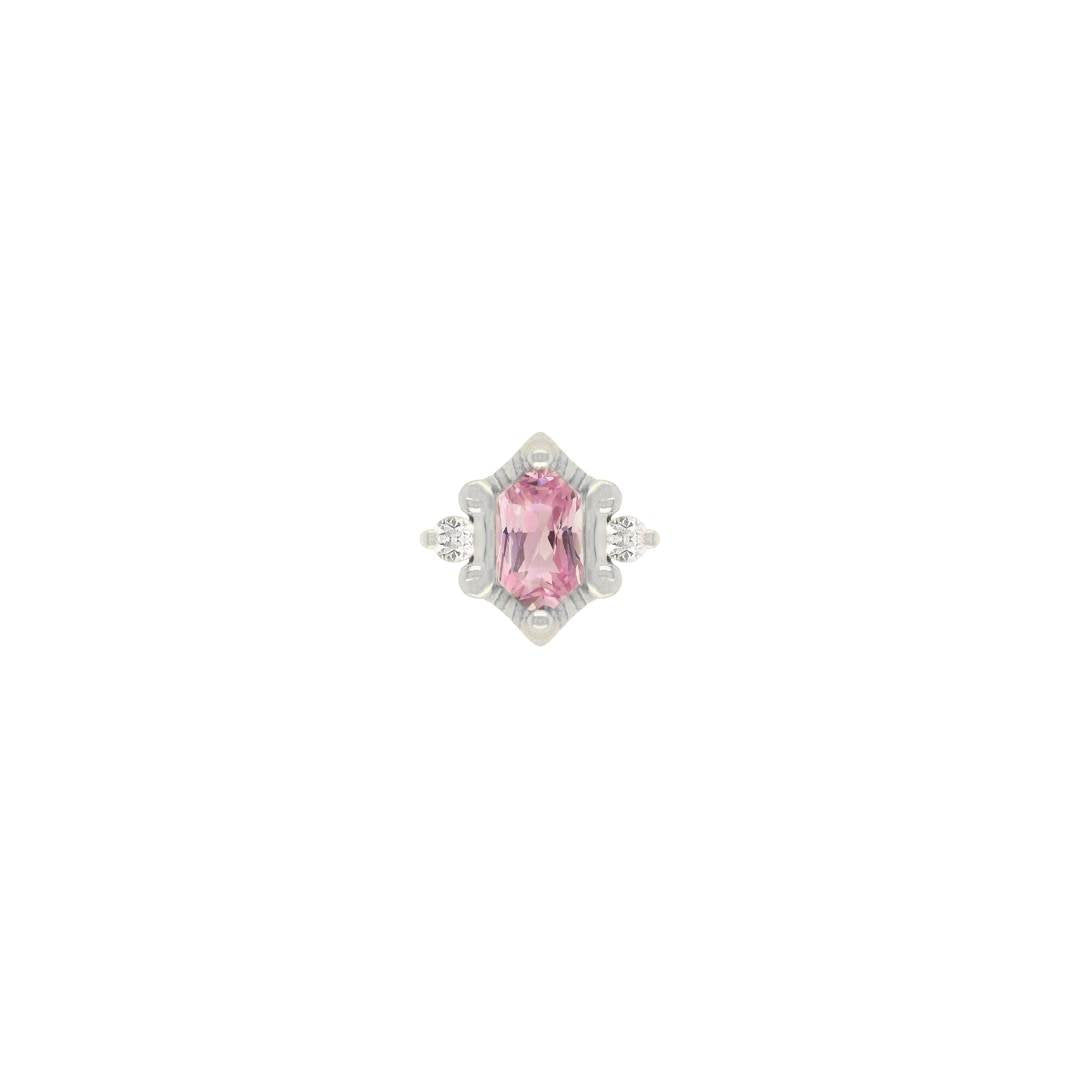Reyna Threadless End with Pink Tourmaline Threadless Ends Buddha Jewelry 14k White Gold