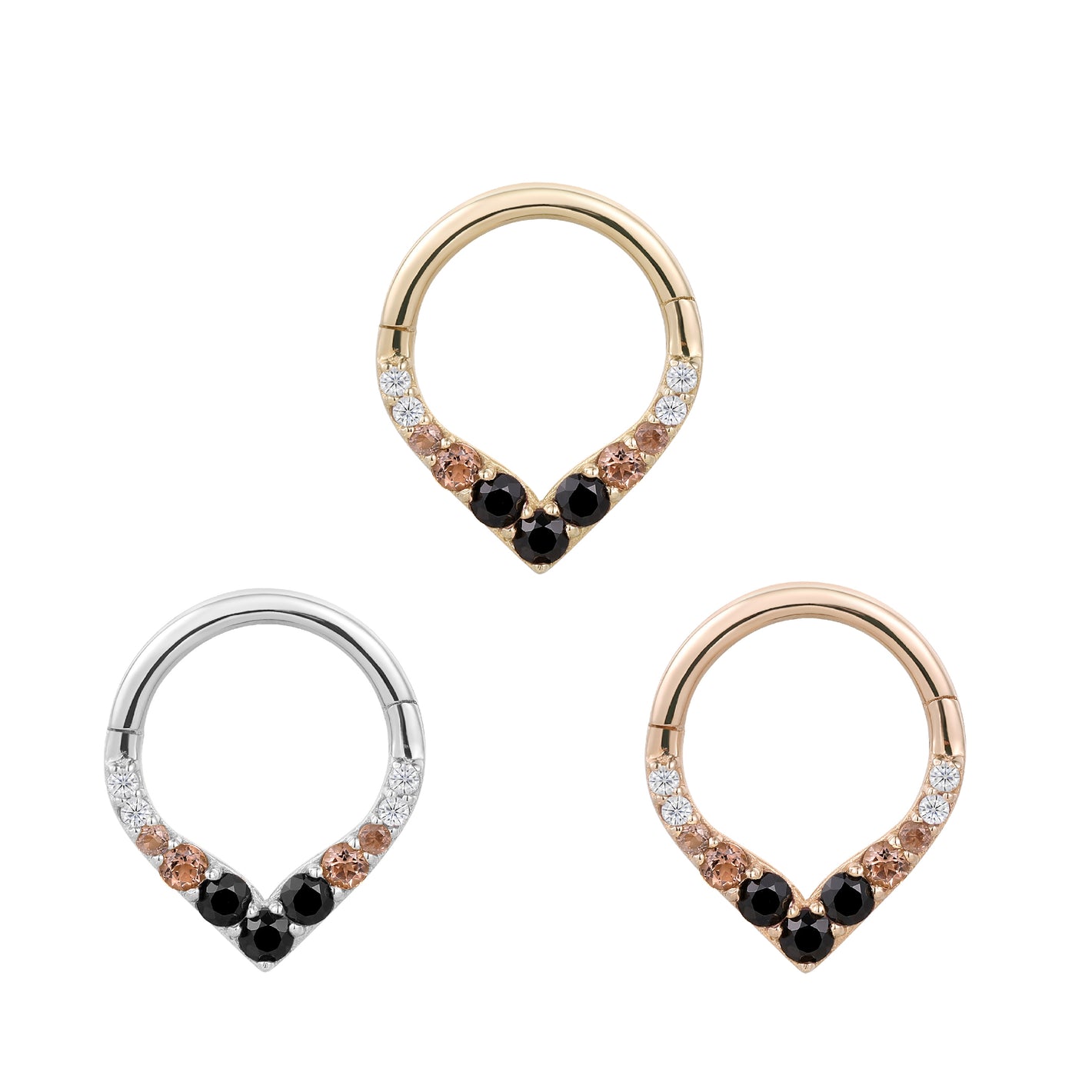 Rise + Shine Clicker with Smoky Quartz + Black Spinel Ombre Clickers Buddha Jewelry