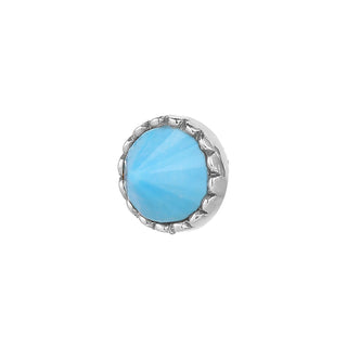 Round Accent Bezel Reverse Set - Turquoise - Threadless End Threadless Ends Buddha Jewelry White Gold  