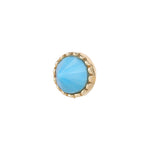 Round Accent Bezel Gem Threadless End with Reverse Set Turquoise Threadless Ends Buddha Jewelry 14k Yellow Gold
