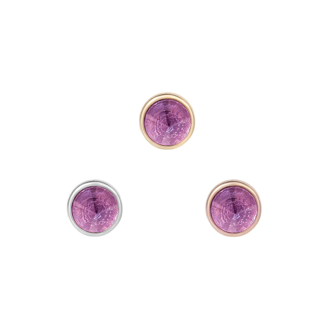 Round Bezel Gem Threadless End with Reverse Set Amethyst Threadless Ends Buddha Jewelry
