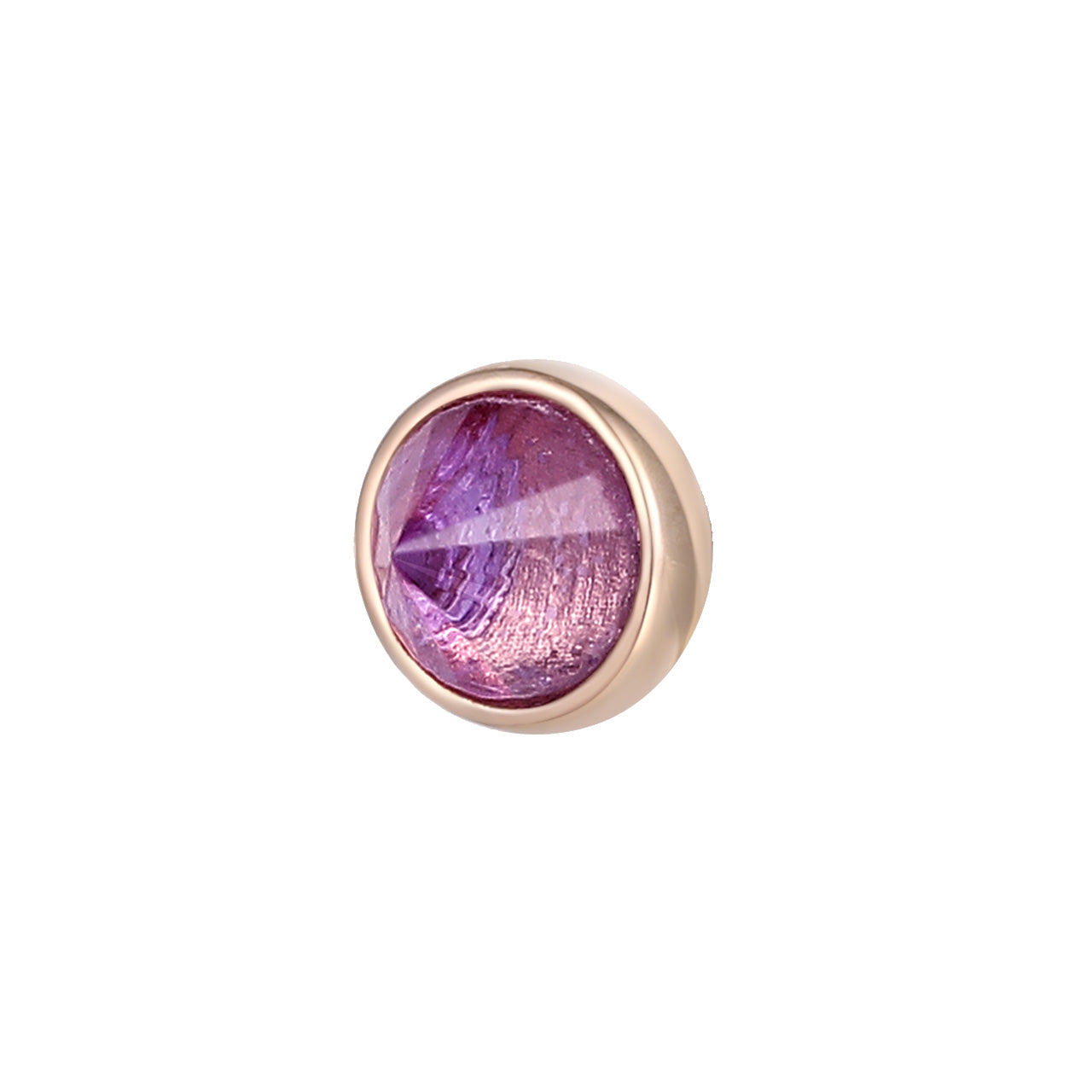 Round Bezel Gem Threadless End with Reverse Set Amethyst Threadless Ends Buddha Jewelry 14k Rose Gold