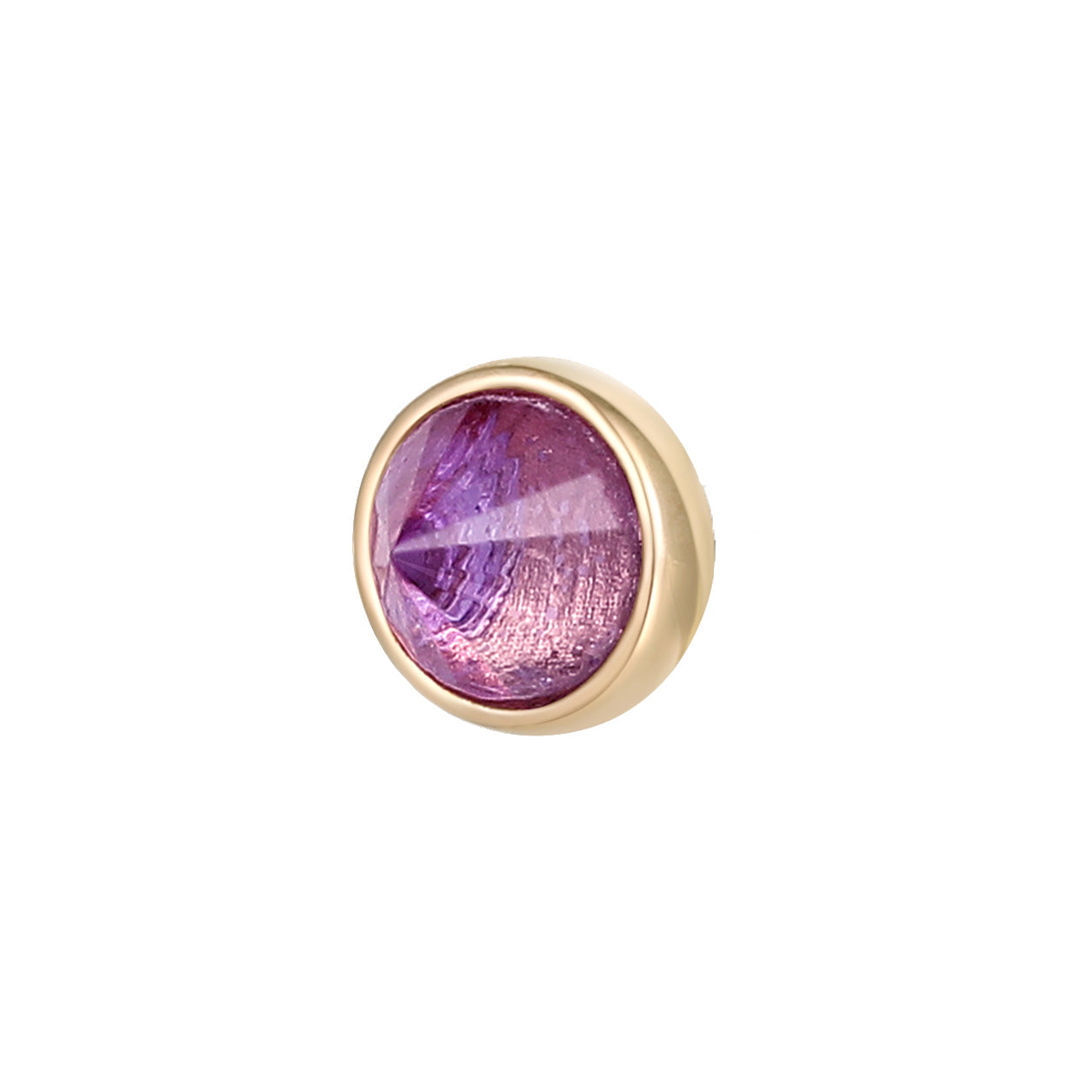 Round Bezel Gem Threadless End with Reverse Set Amethyst Threadless Ends Buddha Jewelry 14k Yellow Gold