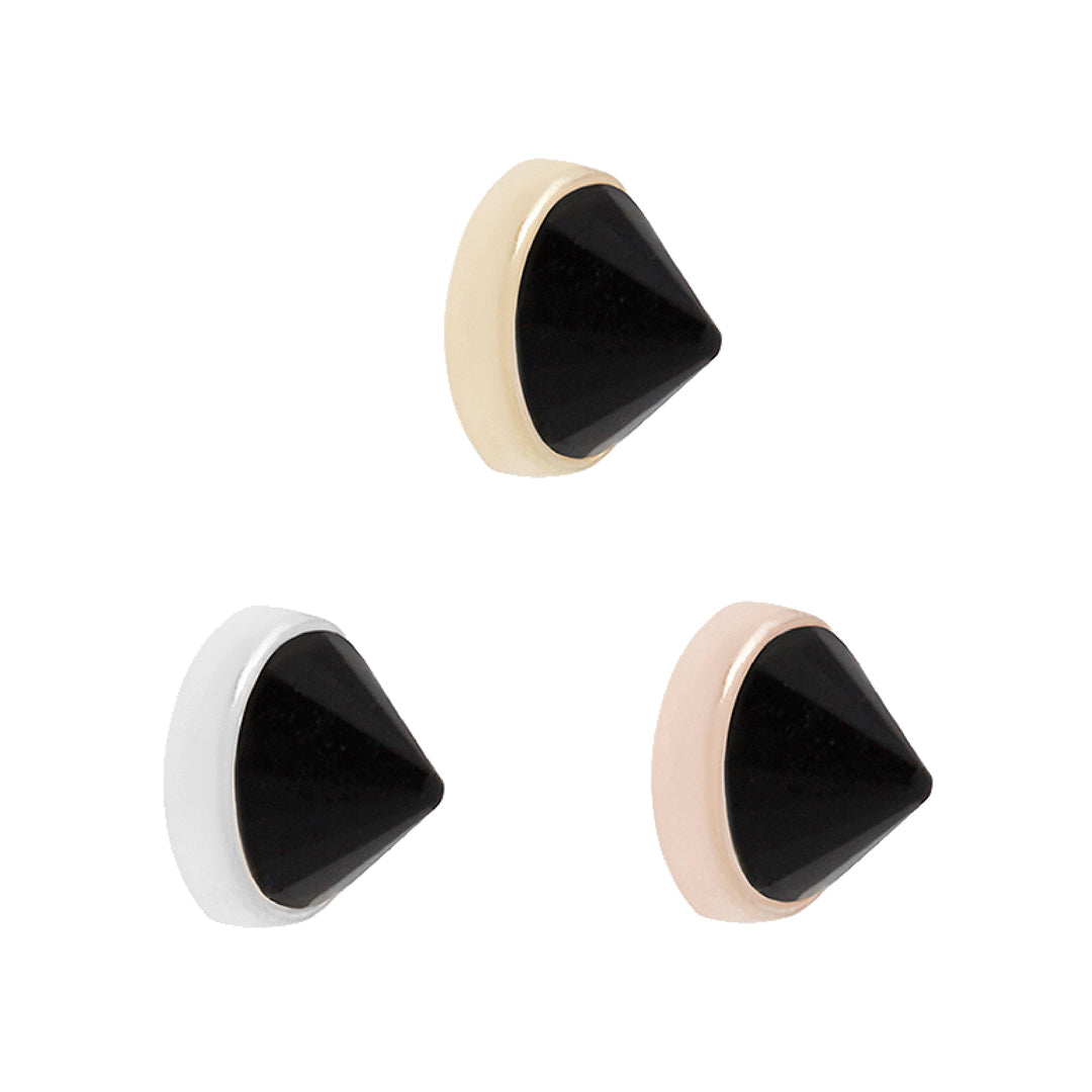 Round Bezel Gem Threadless End with Reverse Set Black Spinel Threadless Ends Buddha Jewelry