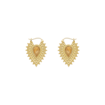 Nostalgia Gold Plated Earrings with Rutilated Quartz Metal Hanging Earrings Buddha Jewelry