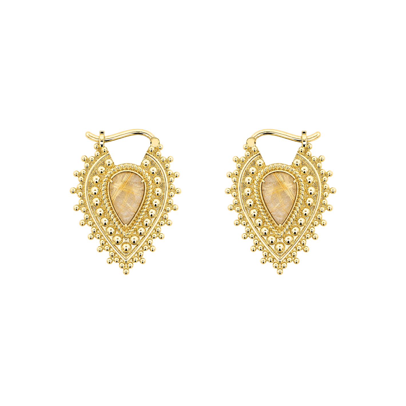 Nostalgia Gold Plated Weights with Rutilated Quartz Weights Buddha Jewelry