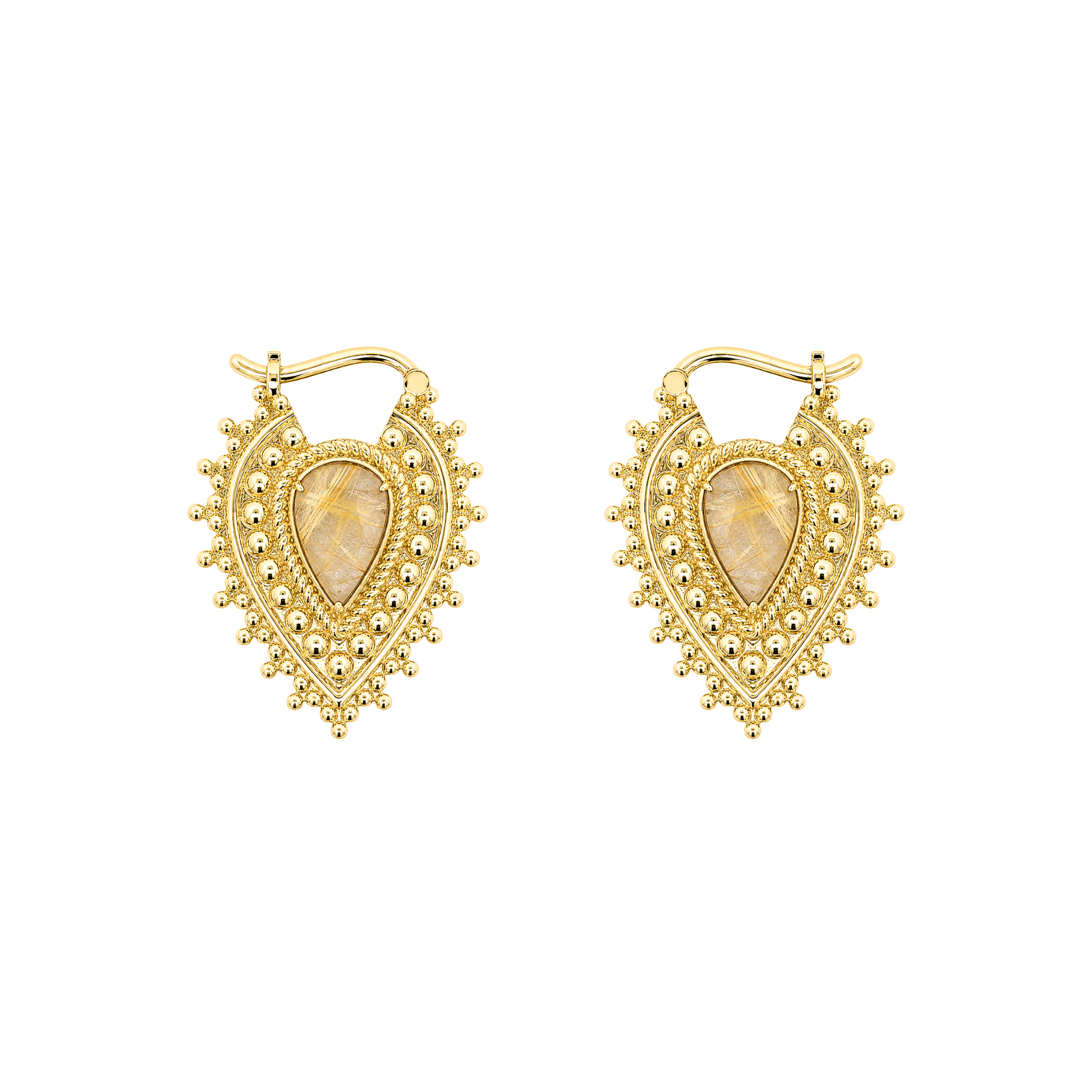 Nostalgia Gold Plated Weights with Rutilated Quartz Weights Buddha Jewelry