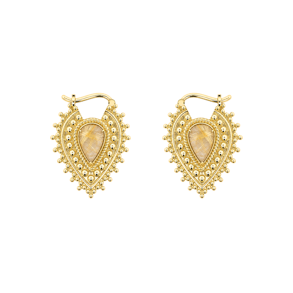 Nostalgia Gold Plated Weights with Rutilated Quartz Weights Buddha Jewelry