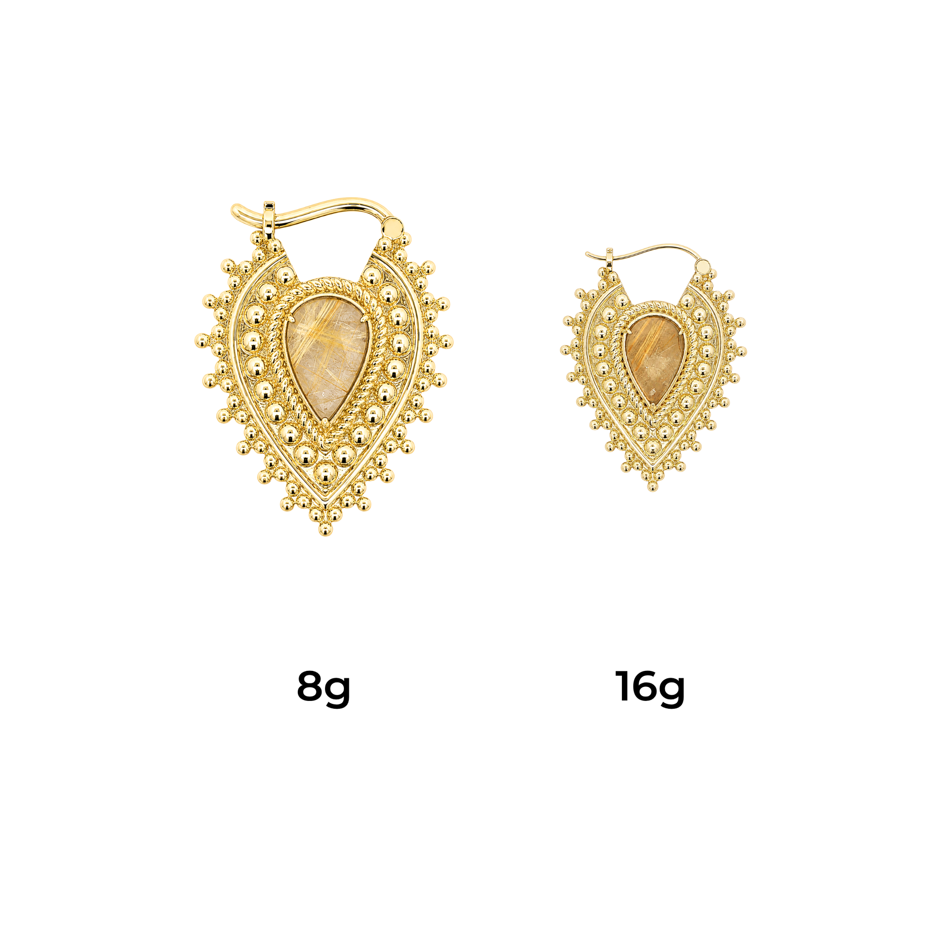 Nostalgia Gold Plated Weights with Rutilated Quartz Weights Buddha Jewelry