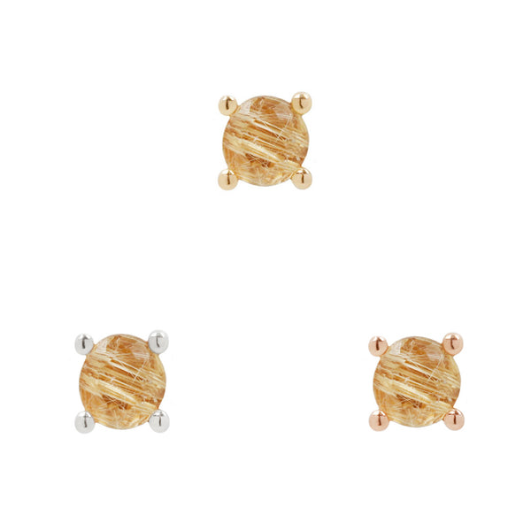 Prong Gem Threadless End with Rutilated Quartz Threadless Ends Buddha Jewelry