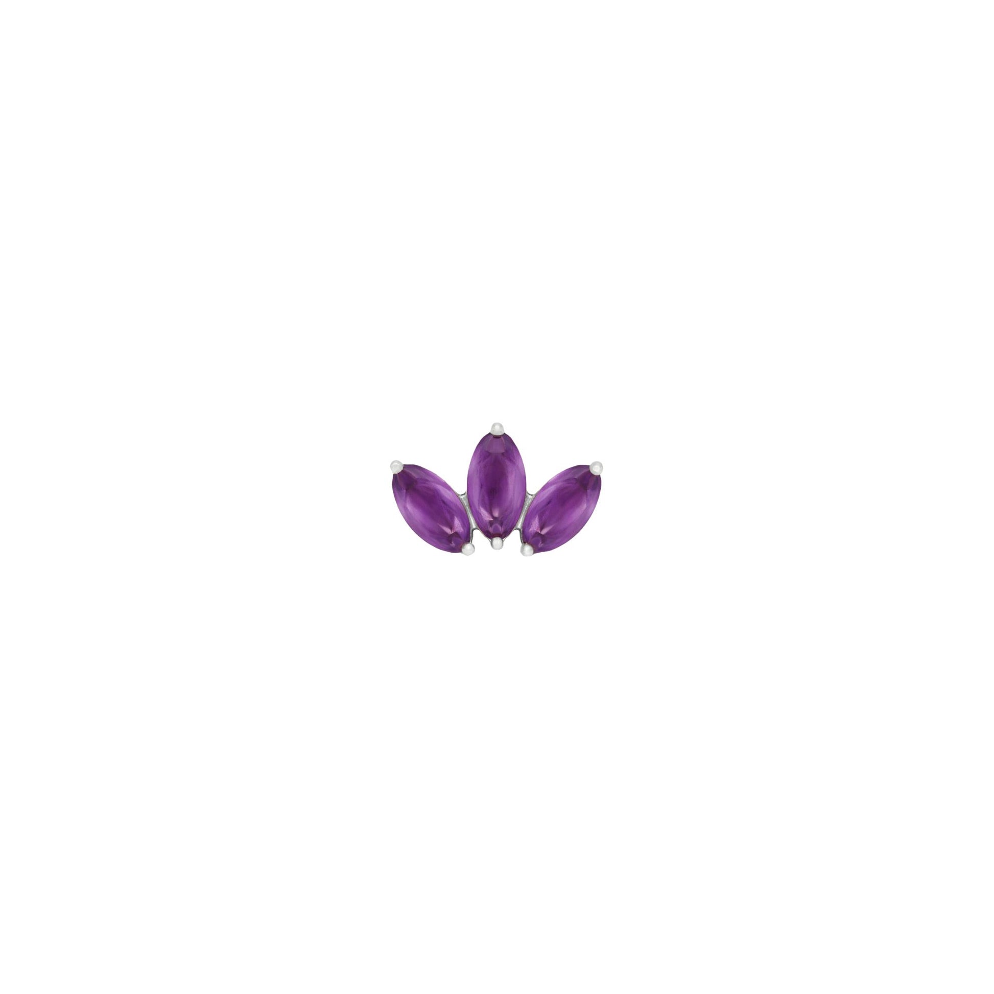 Moet Mini Threadless End with Sandblasted Amethyst Threadless Ends Buddha Jewelry 14k White Gold