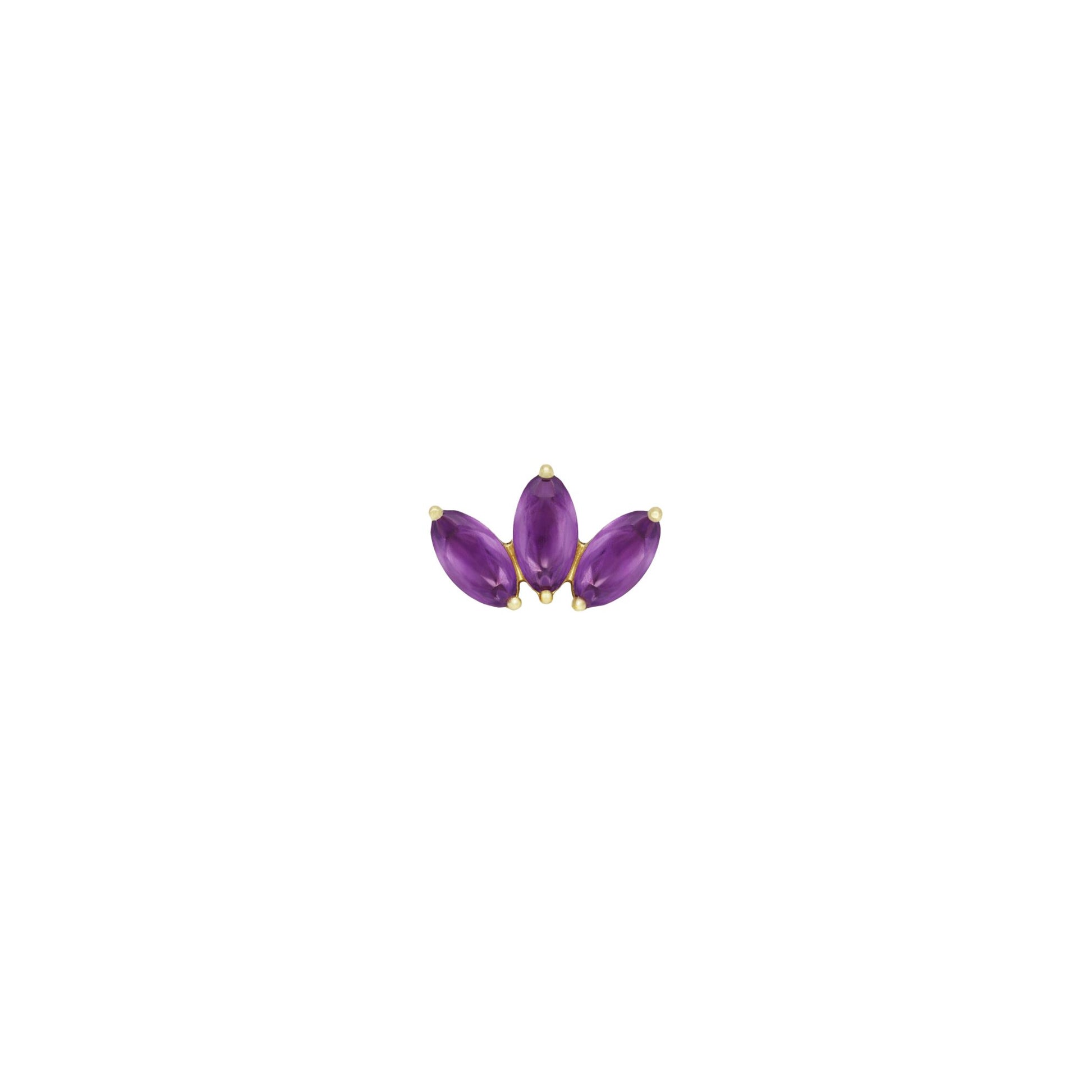 Moet Mini Threadless End with Sandblasted Amethyst Threadless Ends Buddha Jewelry 14k Yellow Gold