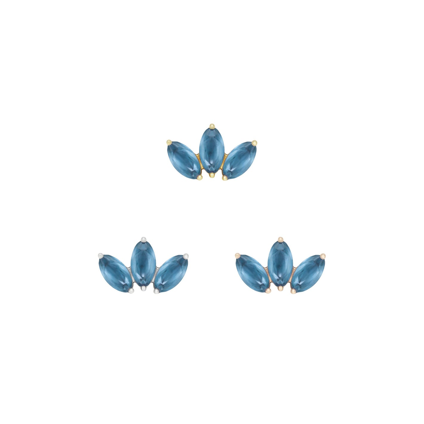 Moet Mini Threadless End with Sandblasted London Blue Topaz Threadless Ends Buddha Jewelry