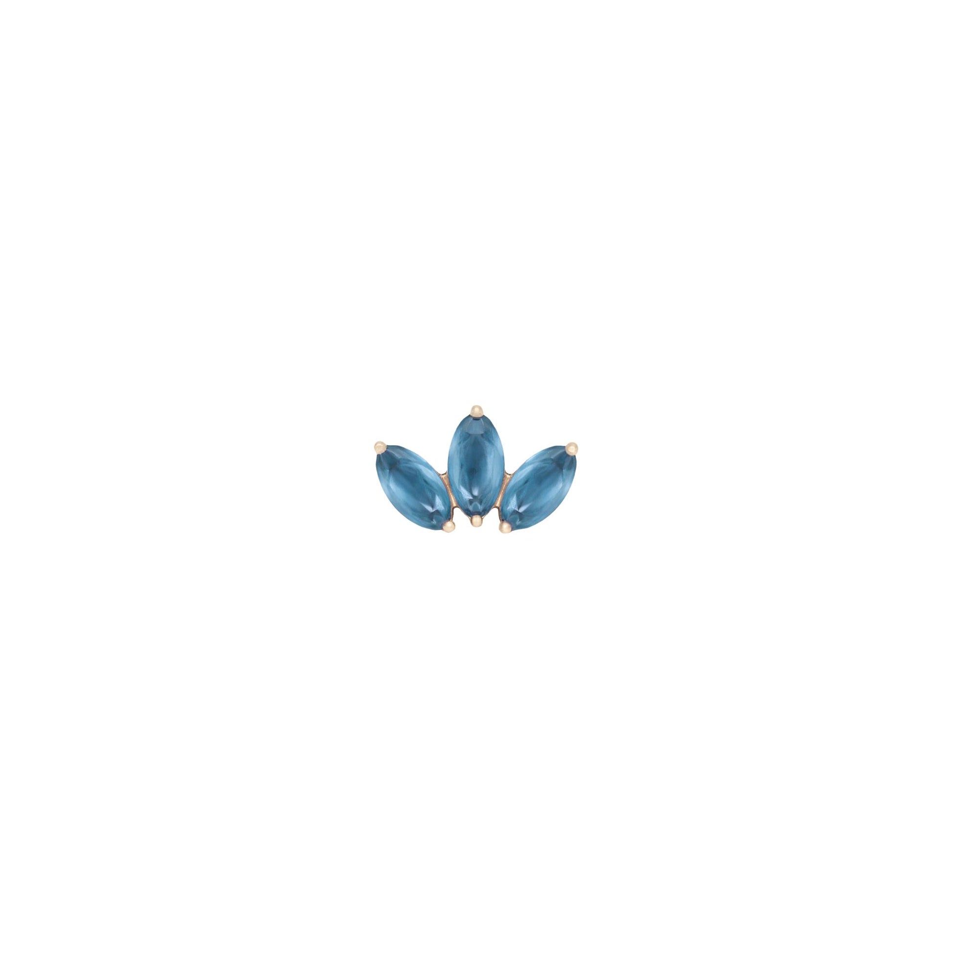 Moet Mini Threadless End with Sandblasted London Blue Topaz Threadless Ends Buddha Jewelry 14k Rose Gold