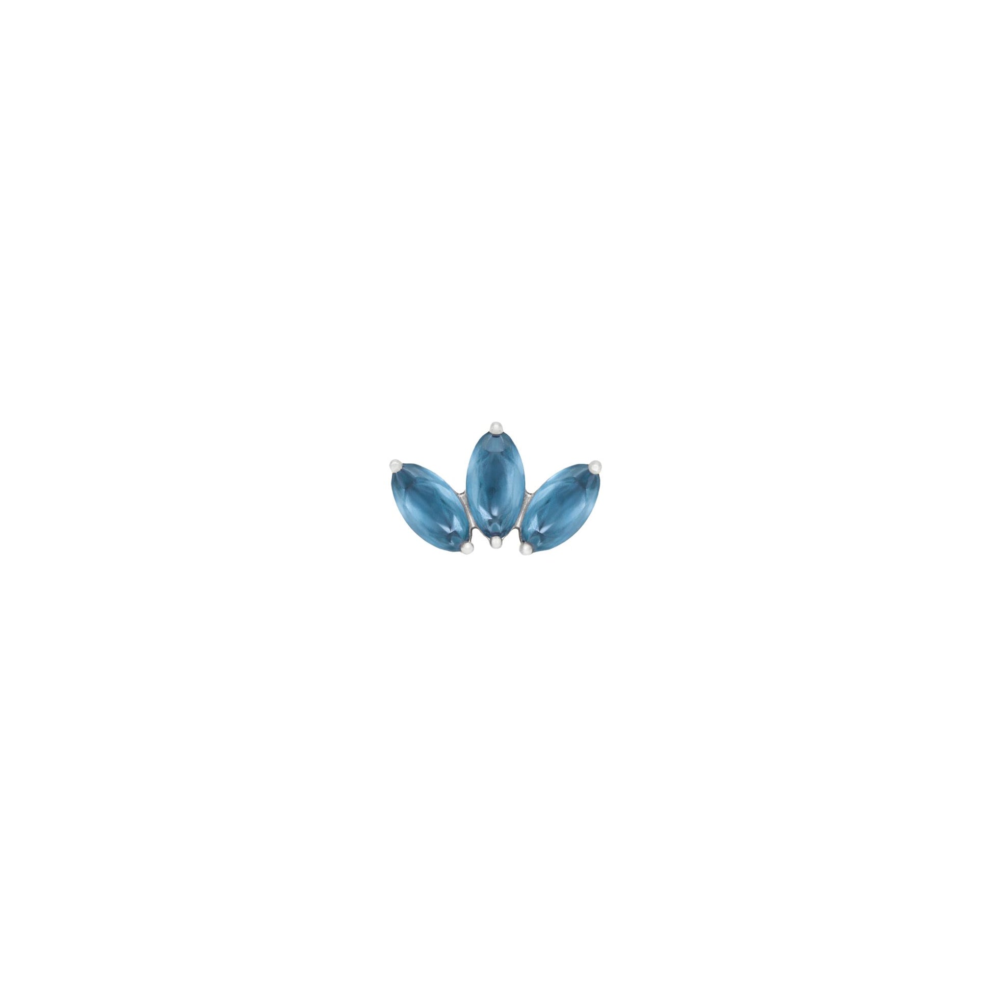 Moet Mini Threadless End with Sandblasted London Blue Topaz Threadless Ends Buddha Jewelry 14k White Gold