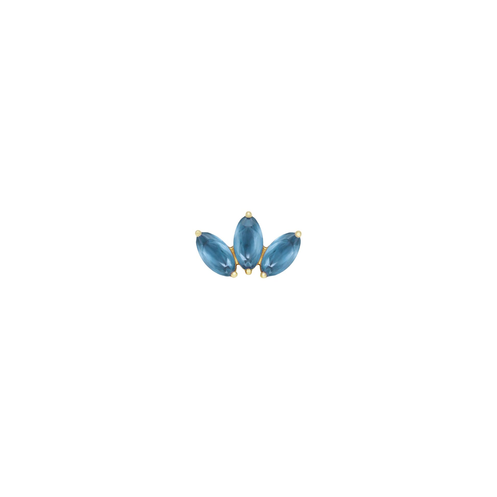 Moet Mini Threadless End with Sandblasted London Blue Topaz Threadless Ends Buddha Jewelry 14k Yellow Gold