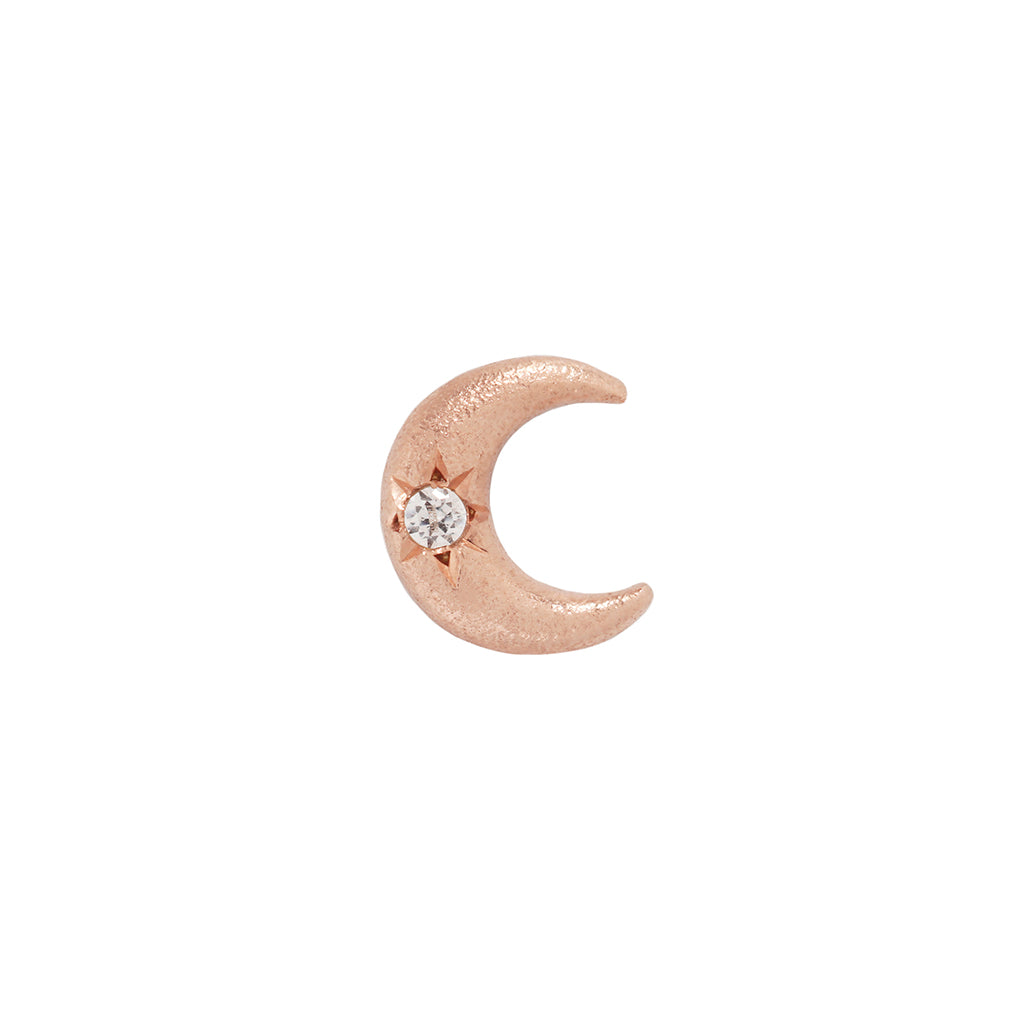 Moonshine Satin Threadless End with CZ Threadless Ends Buddha Jewelry 14k Rose Gold