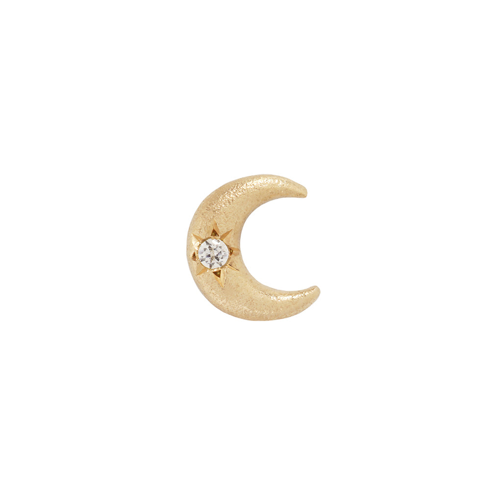 Moonshine Satin Threadless End with CZ Threadless Ends Buddha Jewelry 14k Yellow Gold