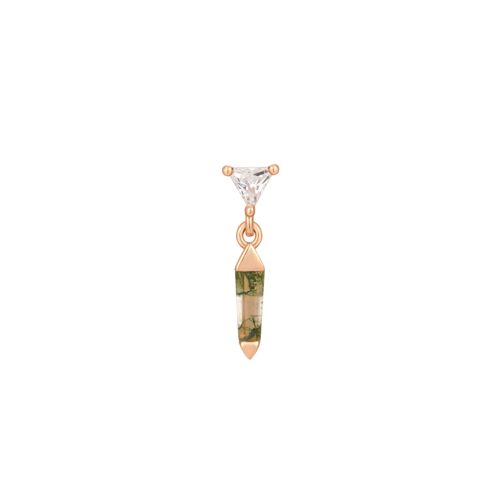 Savvy Threadless End with Moss Agate Threadless Ends Buddha Jewelry 14k Rose Gold