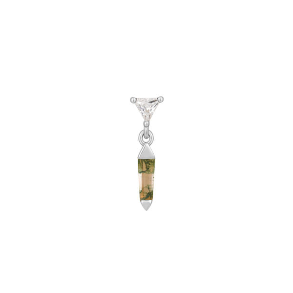 Savvy Threadless End with Moss Agate Threadless Ends Buddha Jewelry 14k White Gold