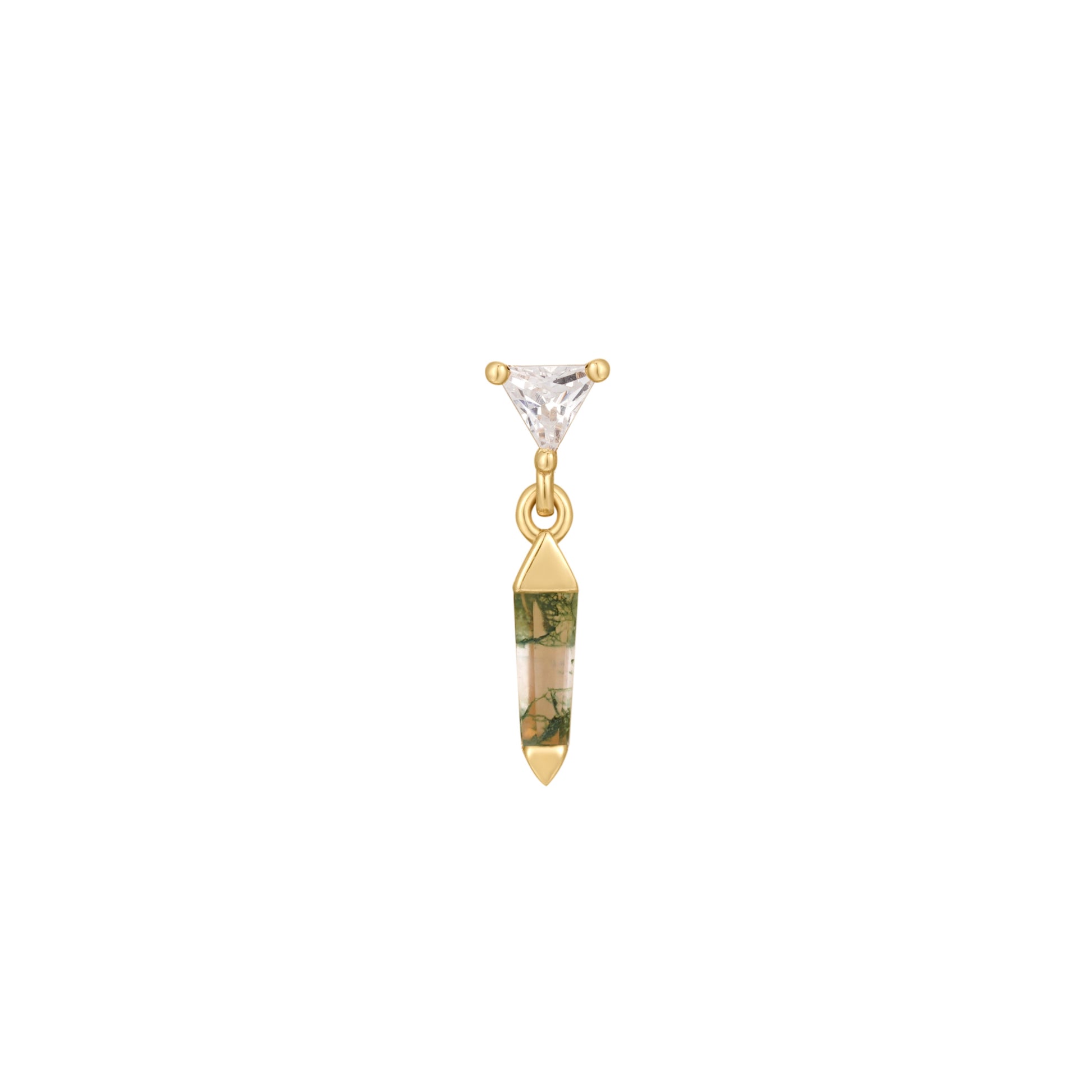 Savvy Threadless End with Moss Agate Threadless Ends Buddha Jewelry 14k Yellow Gold