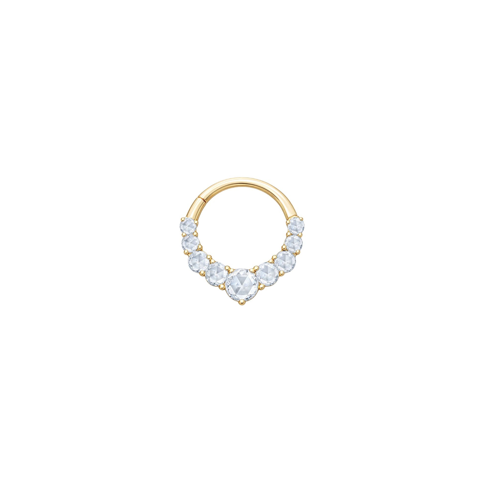 Sitting Pretty Clicker with White Topaz Clickers Buddha Jewelry 14k Yellow Gold 16g 5/16" (8mm)