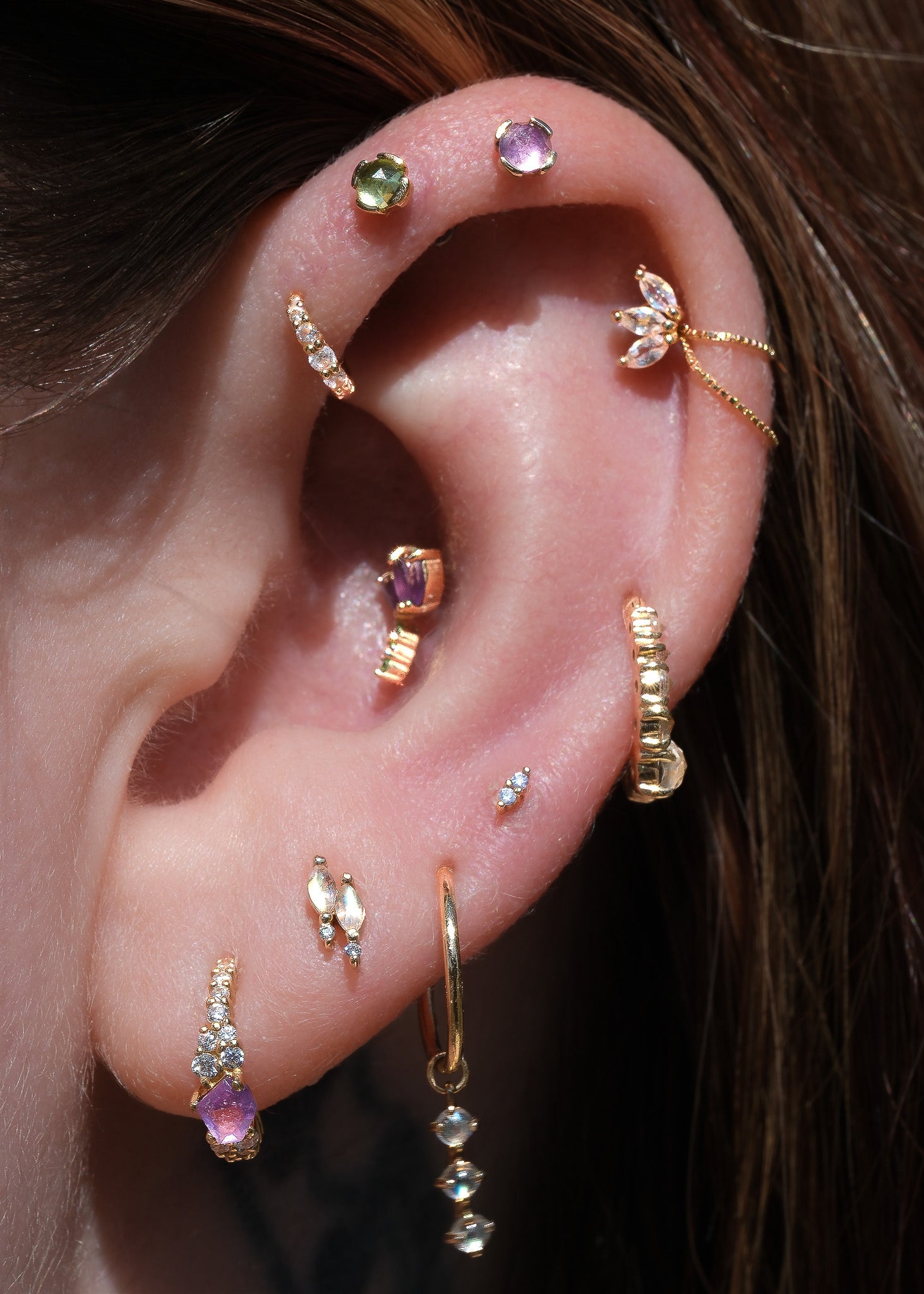 Moet Mini Threadless End with Rainbow Moonstone Threadless Ends Buddha Jewelry