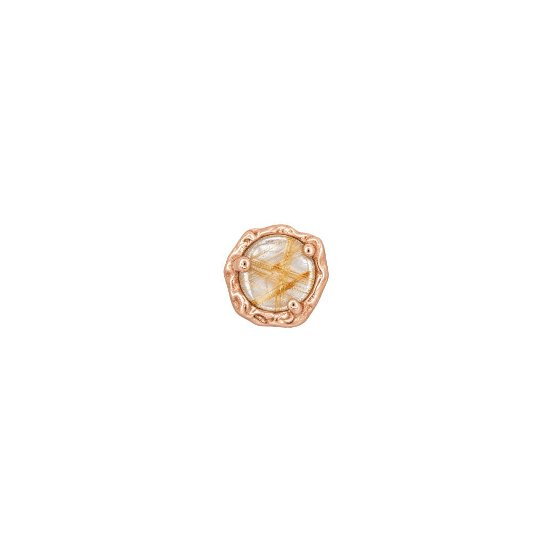 Spirit Threadless End with Rutilated Quartz Threadless Ends Buddha Jewelry 14k Rose Gold