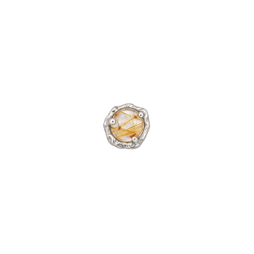 Spirit Threadless End with Rutilated Quartz Threadless Ends Buddha Jewelry 14k White Gold
