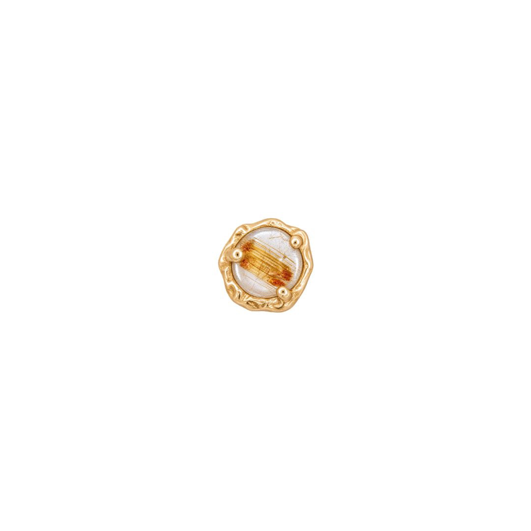 Spirit Threadless End with Rutilated Quartz Threadless Ends Buddha Jewelry 14k Yellow Gold