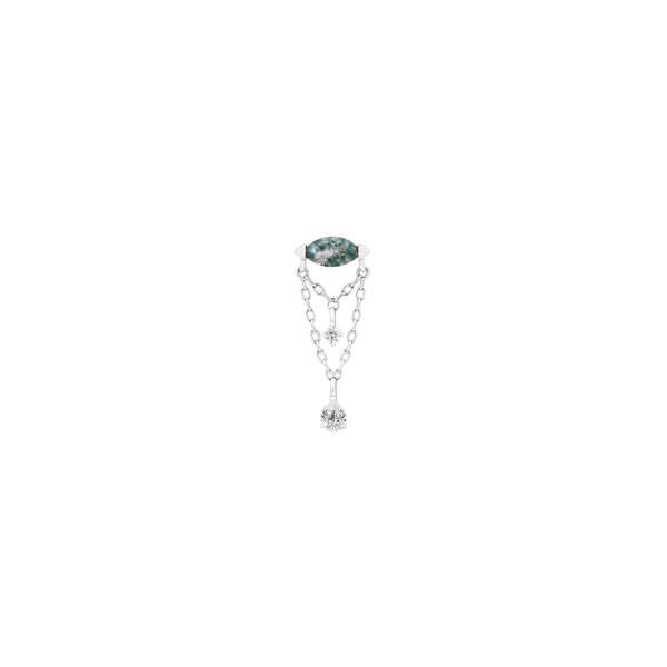 Saint Vincent Threadless End with Moss Agate Threadless Ends Buddha Jewelry 14k White Gold