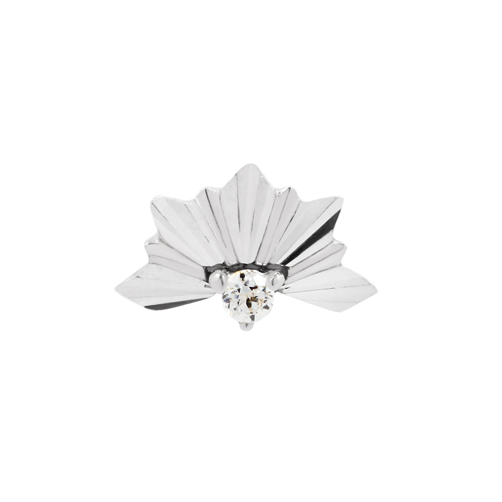 Surrender Threadless End with CZ Threadless Ends Buddha Jewelry 14k White Gold