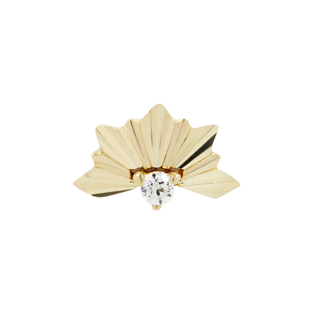 Surrender Threadless End with CZ Threadless Ends Buddha Jewelry 14k Yellow Gold