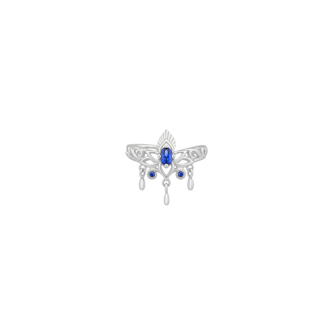 Tresor Cuff with Blue Sapphire (Lab Grown) Cuffs Buddha Jewelry 14k White Gold