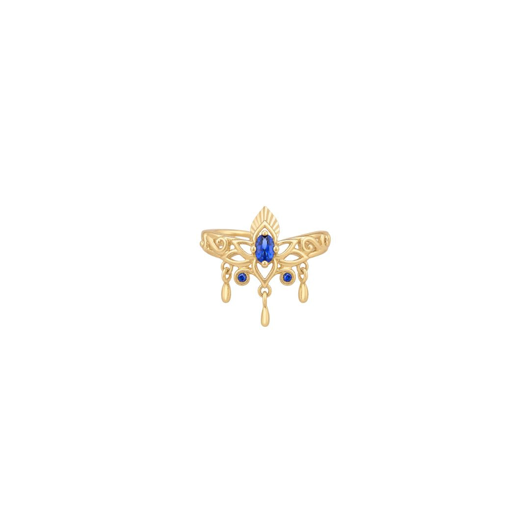 Tresor Cuff with Blue Sapphire (Lab Grown) Cuffs Buddha Jewelry 14k Yellow Gold