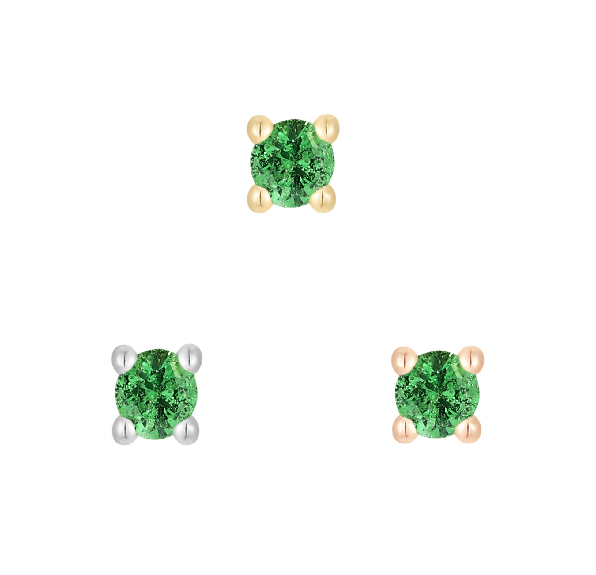 Prong Gem Threadless End with Tsavorite Threadless Ends Buddha Jewelry