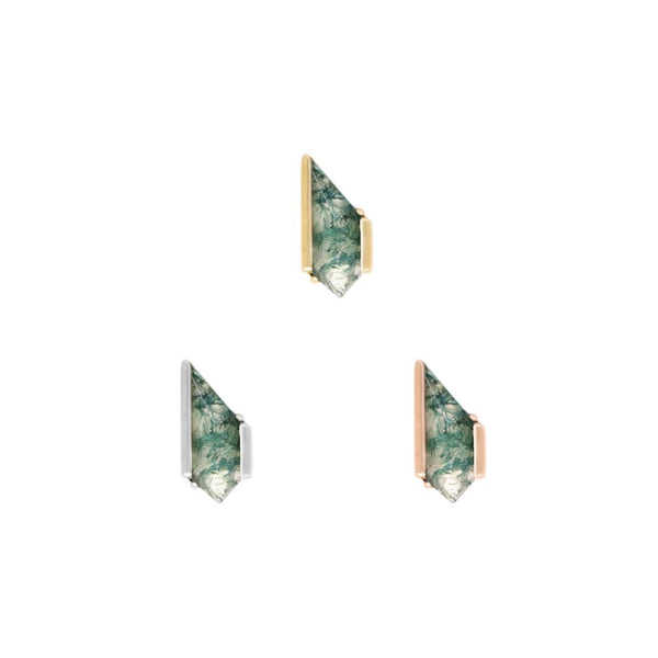 Vinyl Threadless End with Moss Agate Threadless Ends Buddha Jewelry