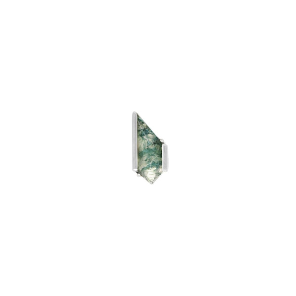 Vinyl Threadless End with Moss Agate Threadless Ends Buddha Jewelry 14k White Gold