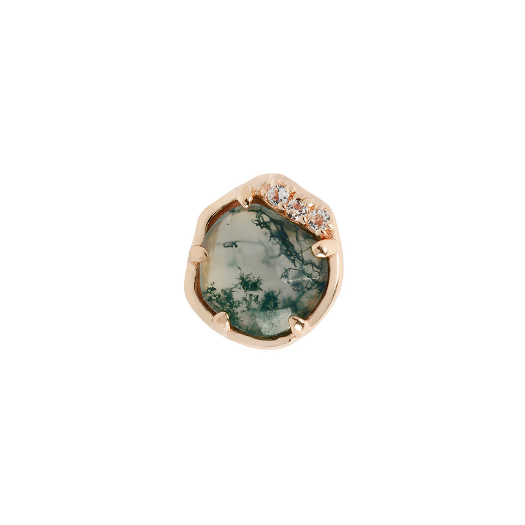 Vision Threadless End with Moss Agate Threadless Ends Buddha Jewelry 14k Rose Gold